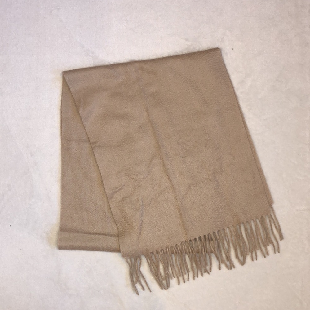 Ortolano Classic Cashmere Beige Fringe Scarf